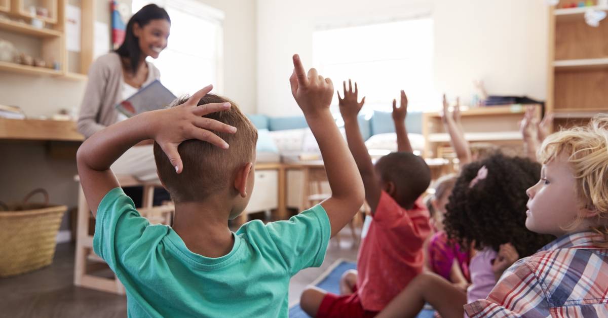 young students in a classroom group activity