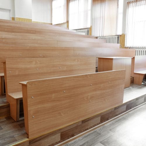 Auditorium style seating in a classroom