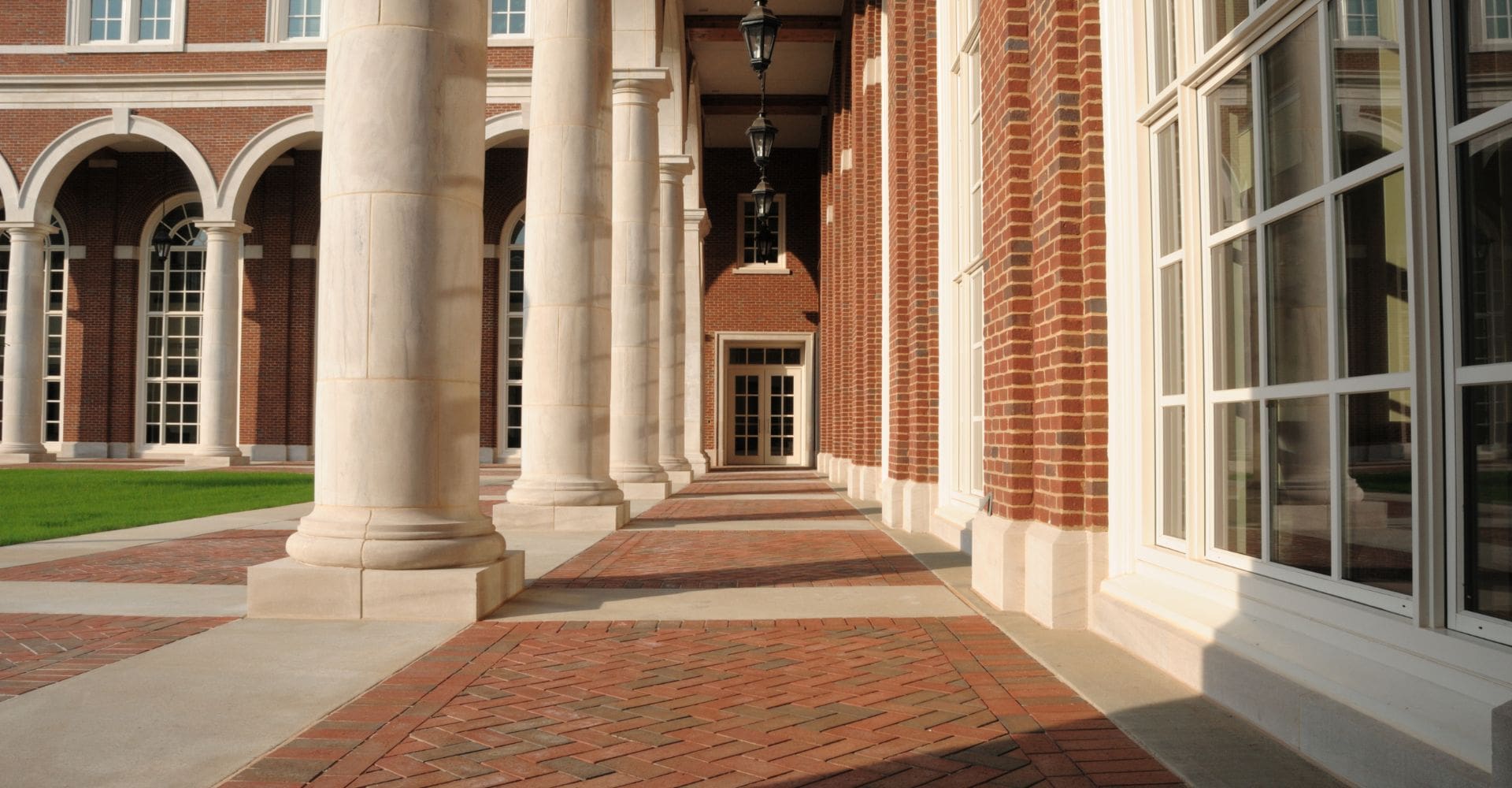 Historical education building's walkway